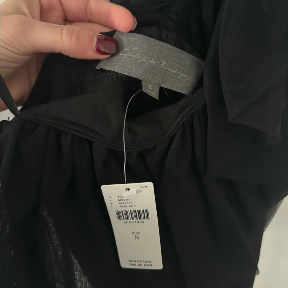 Anthropologie Black One-Shoulder Ruffle Top - Picture 3 of 4